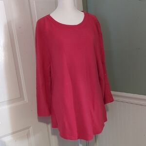 TALBOTS Large Long sleeve Pink Tunic Sweater Buttons Accent On Sleeve